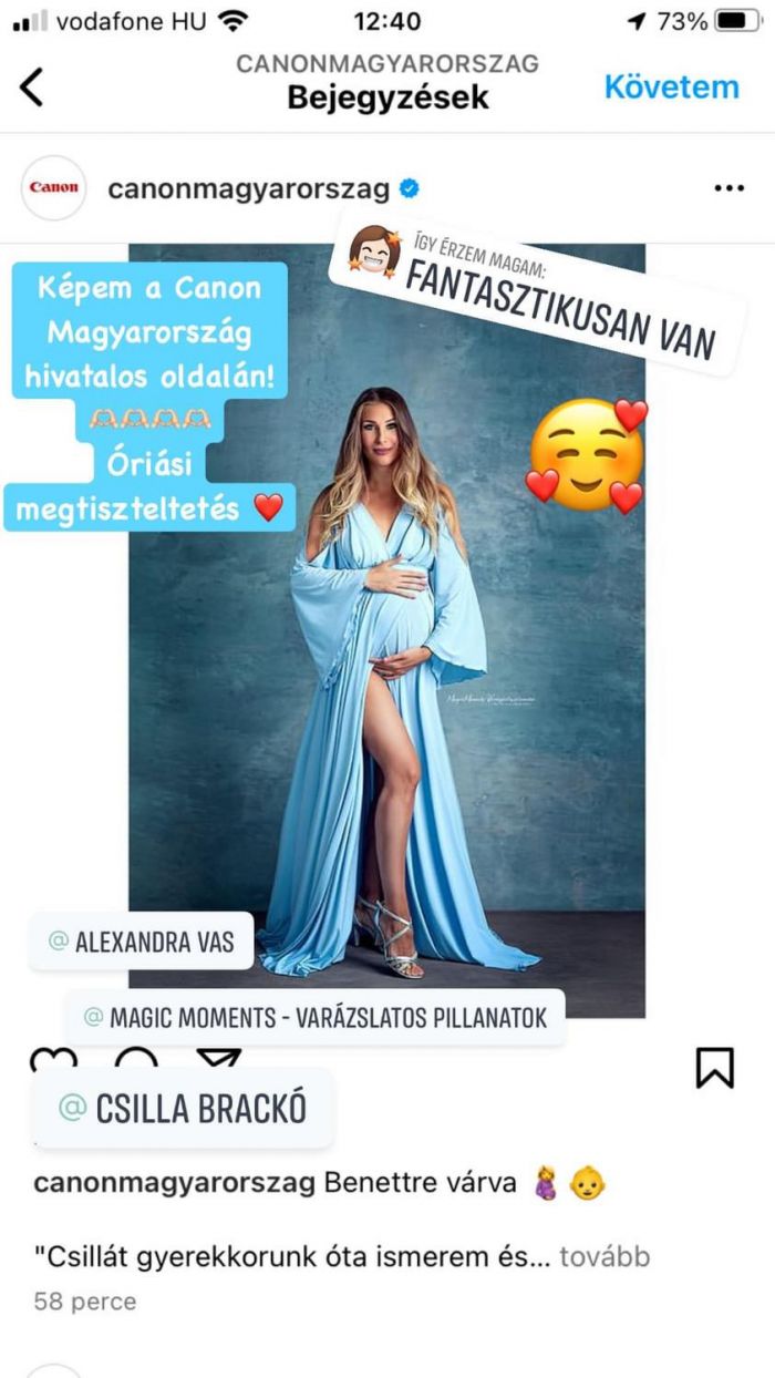 Csilláról készített kismama fotóm a Canon Magyarország hivatalos instagramm oldalán 